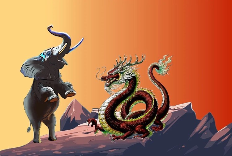 ড্রাগন-হাতির ট্যাঙ্গো নৃত্য। সংগৃহীত ছবি