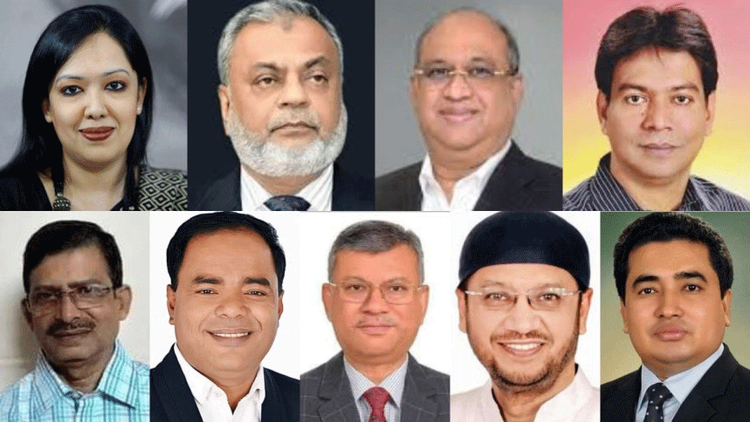 (উপরে বাম থেকে) রুমিন ফারহানা, মুহাম্মদ গিয়াস উদ্দিন, মোহাম্মদ শাহ আলম ও হাসান মামুন এবং (নিচে বাম থেকে) আব্দুল খালেক, তরুণ দে, সাইফুল আলম নীরব, মামুনুর রশিদ (চাকসু মামুন) ও মেহেদী হাসান পলাশ। ছবি সংগৃহীত