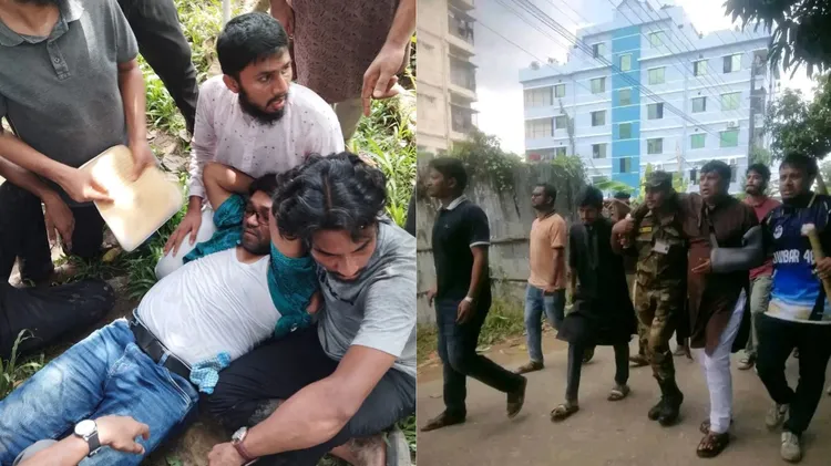 গ্রামবাসীর হামলায় আহত প্রক্টর (বামে) ও উপ-উপাচার্য (প্রো-ভিসি)। ছবি সংগৃহীত
