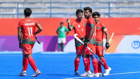 এশিয়ান গেমসে শ্রীলঙ্কাকে হারিয়েছে বাংলাদেশ হকি দল। ছবি: সংগৃহীত