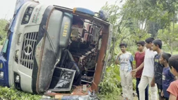 কালীগঞ্জে বাস খাদে পড়ে আহত ২০
