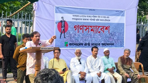 সমাবেশে কথা বলেন রাষ্ট্র সংস্কার আন্দোলনের সভাপতি হাসনাত কাইয়ূম। সংগৃহীত ছবি