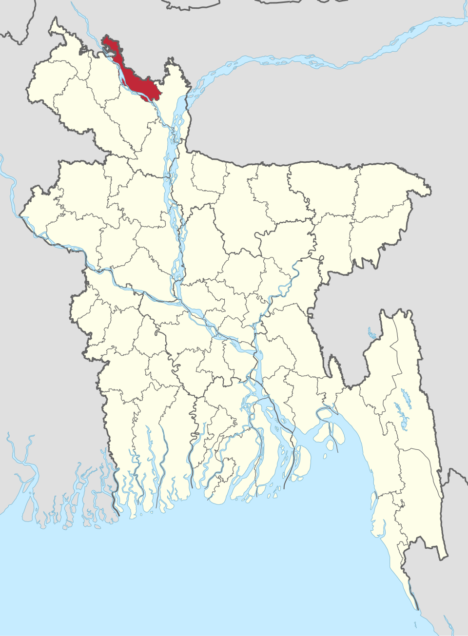 বাংলাদেশে লালমনিরহাট জেলার অবস্থান। ছবি সংগৃহীত