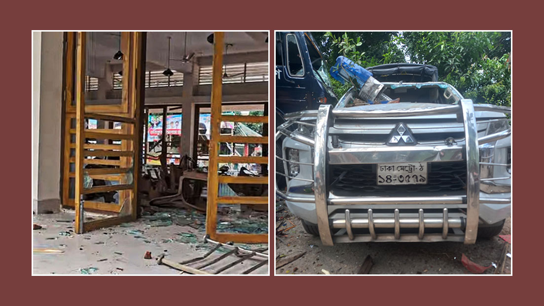 সরকারি অফিস ও থানা পুলিশের বেশ কয়েকটি গাড়ি ভাঙচুর করেছেন বিক্ষুব্ধরা। স্ট্রিম ছবি