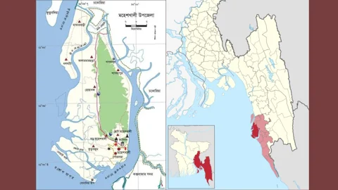 কক্সবাজারের মহেশখালীর মানচিত্র। স্ট্রিম গ্রাফিকস