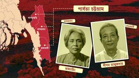বান্দরবানের জেলা পরিষদ চেয়ারম্যান মাম্যাচিং ও রাঙামারি চেয়ারম্যান দীপন তালুকদার। স্ট্রিম গ্রাফিকস