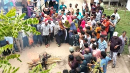 এমপি নজরুলের সর্বোচ্চ শাস্তির দাবিতে শ্যামনগরে বিক্ষোভ, কুশপুত্তলিকা দাহ