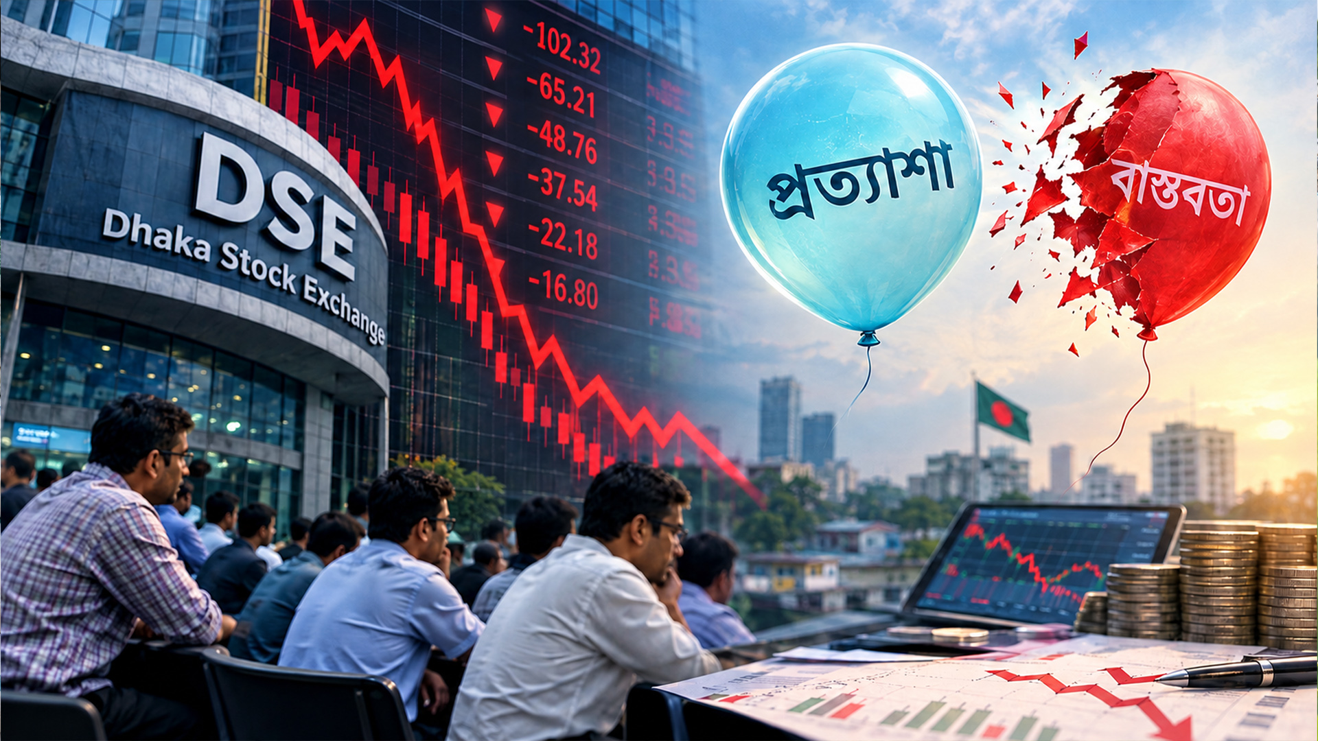 শেয়ারবাজার: প্রত্যাশার ফানুস যখন বাস্তবতায় ফেটে যায়