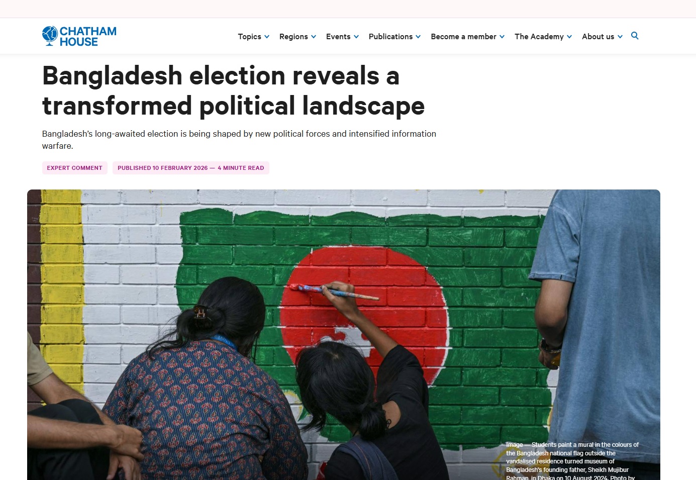 চ্যাথাম হাউসের প্রতিবেদনের স্ক্রিনশট