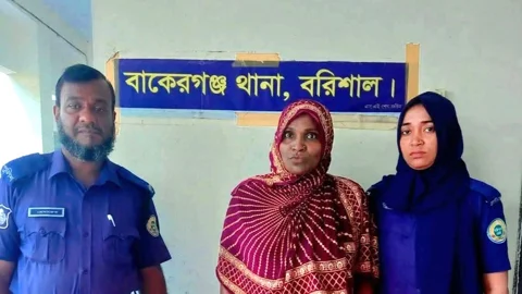গ্রেপ্তারের পর নাদিরা বেগম। ছবি: সংগৃহীত