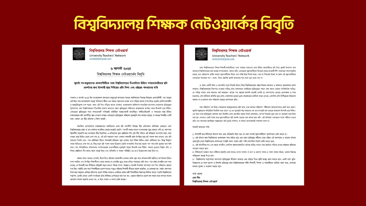 টিএসসিতে গণহত্যাকারীদের ছবি প্রদর্শনের প্রতিবাদ শিক্ষক নেটওয়ার্কের, প্রক্টরের পদত্যাগ দাবি