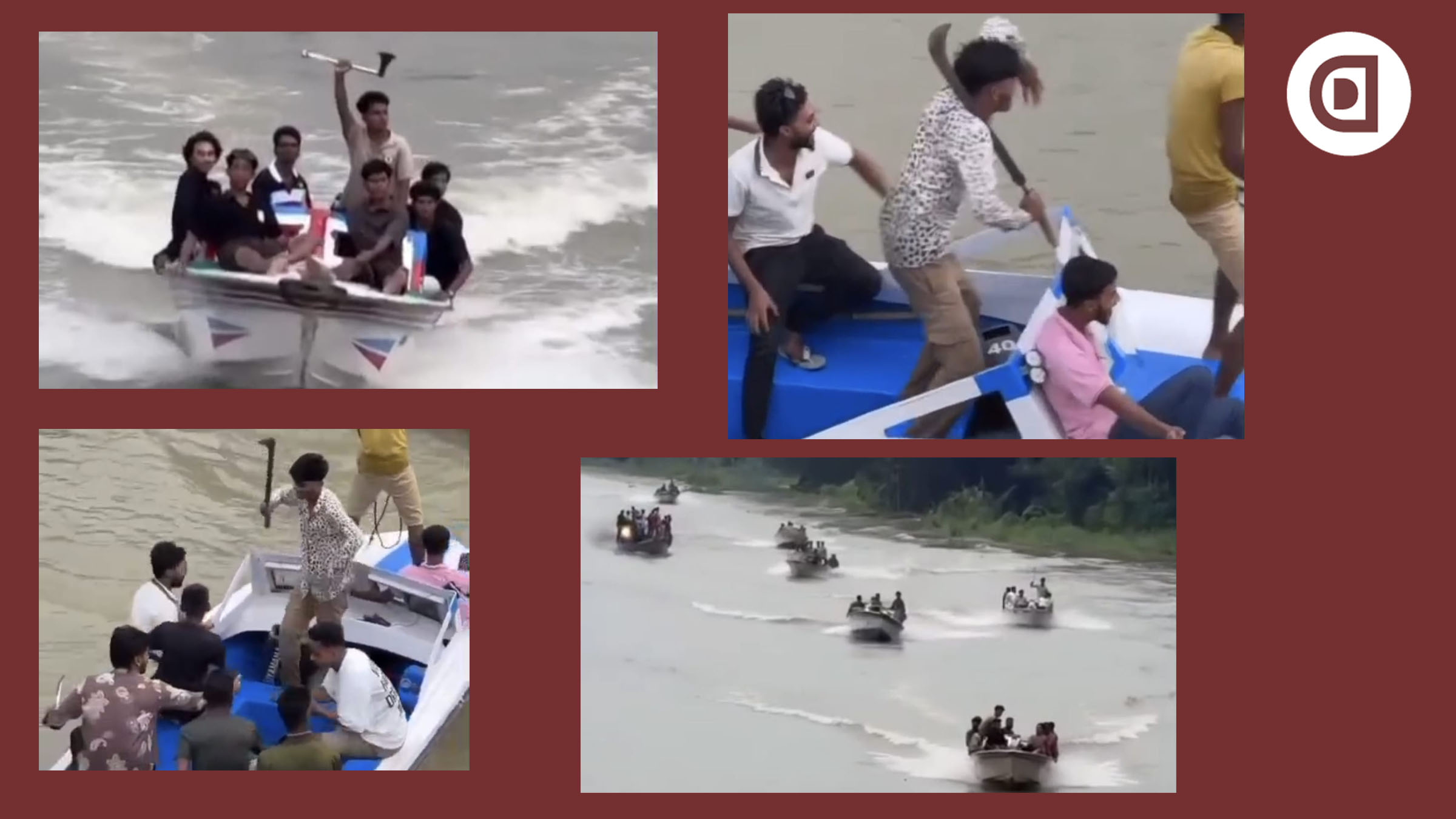 ভাঙ্গায় কুমার নদে বুধবার কিশোর গ্যাংয়ের সদস্যদের প্রকাশ্যে অস্ত্রের মহড়া। সংগৃহীত ছবি