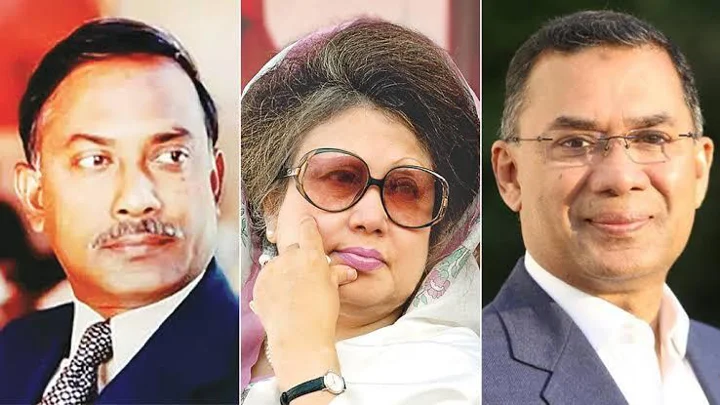বিএনপিতে জিয়াউর রহমানের উত্তরসূরি হয়েছেন স্ত্রী প্রয়াত খালেদা জিয়া, পরে তারেক রহমান। কোলাজ ছবি