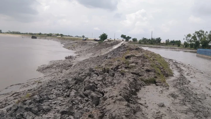 সাতক্ষীরার বেড়িবাঁধ নিয়ে শঙ্কা কাটছে না স্থানীয়দের। ছবি: স্ট্রিম