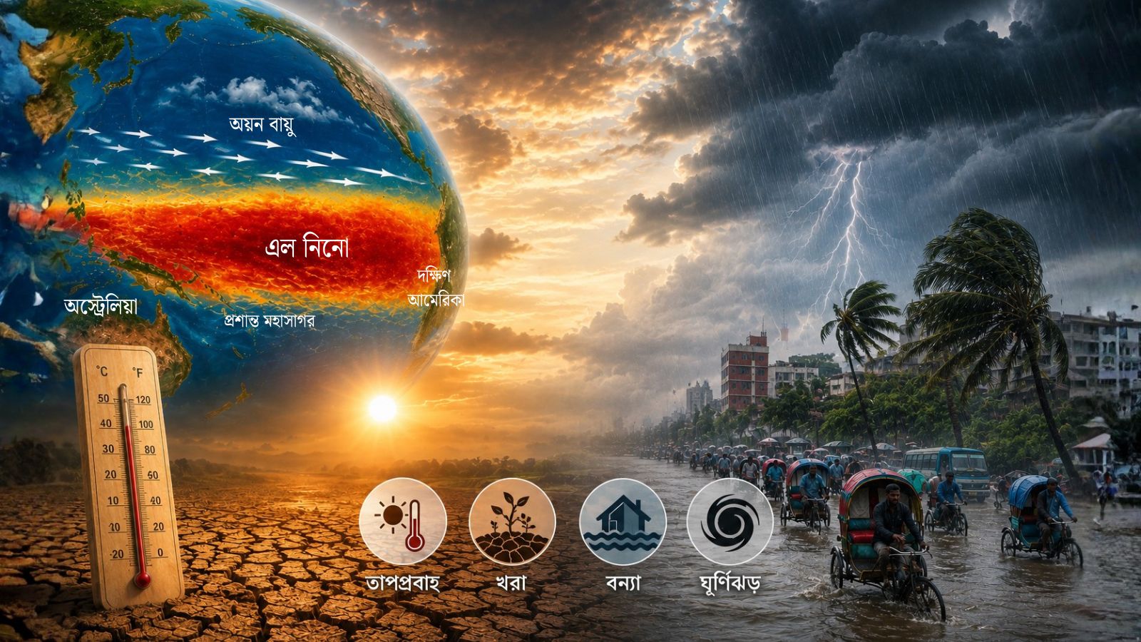 ৭০ বছরের মধ্যে সবচেয়ে শক্তিশালী এল নিনোর শঙ্কা