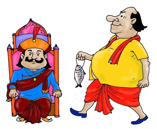 গোপল ভাঁড় ও মহারাজা কৃষ্ণচন্দ্র রায়। সংগৃহীত কার্টুন
