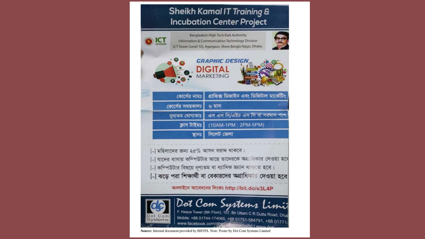 হাইটেক পার্কের প্রতিষ্ঠানে প্রশিক্ষণ ক্যাম্পেইনের পোস্টার