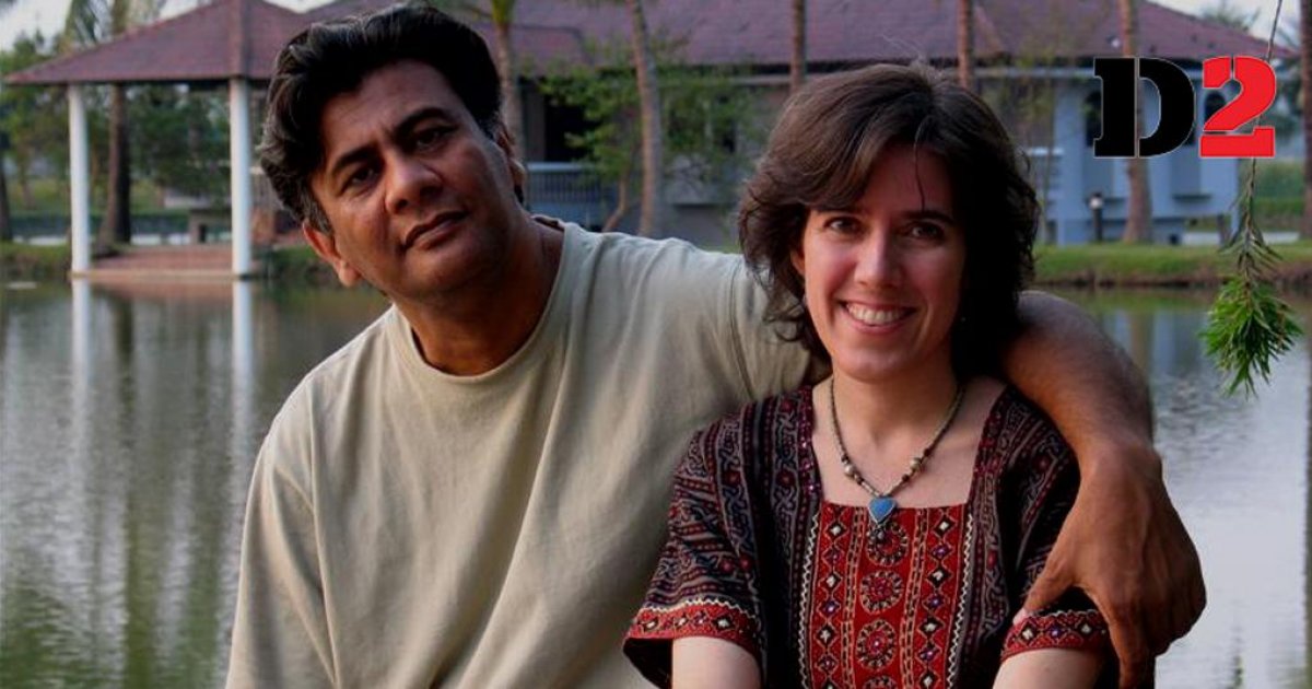 স্ত্রী ক্যাথরিন মাসুদের সঙ্গে তারেক মাসুদ। ছবি: ফেসবুক থেকে নেওয়া