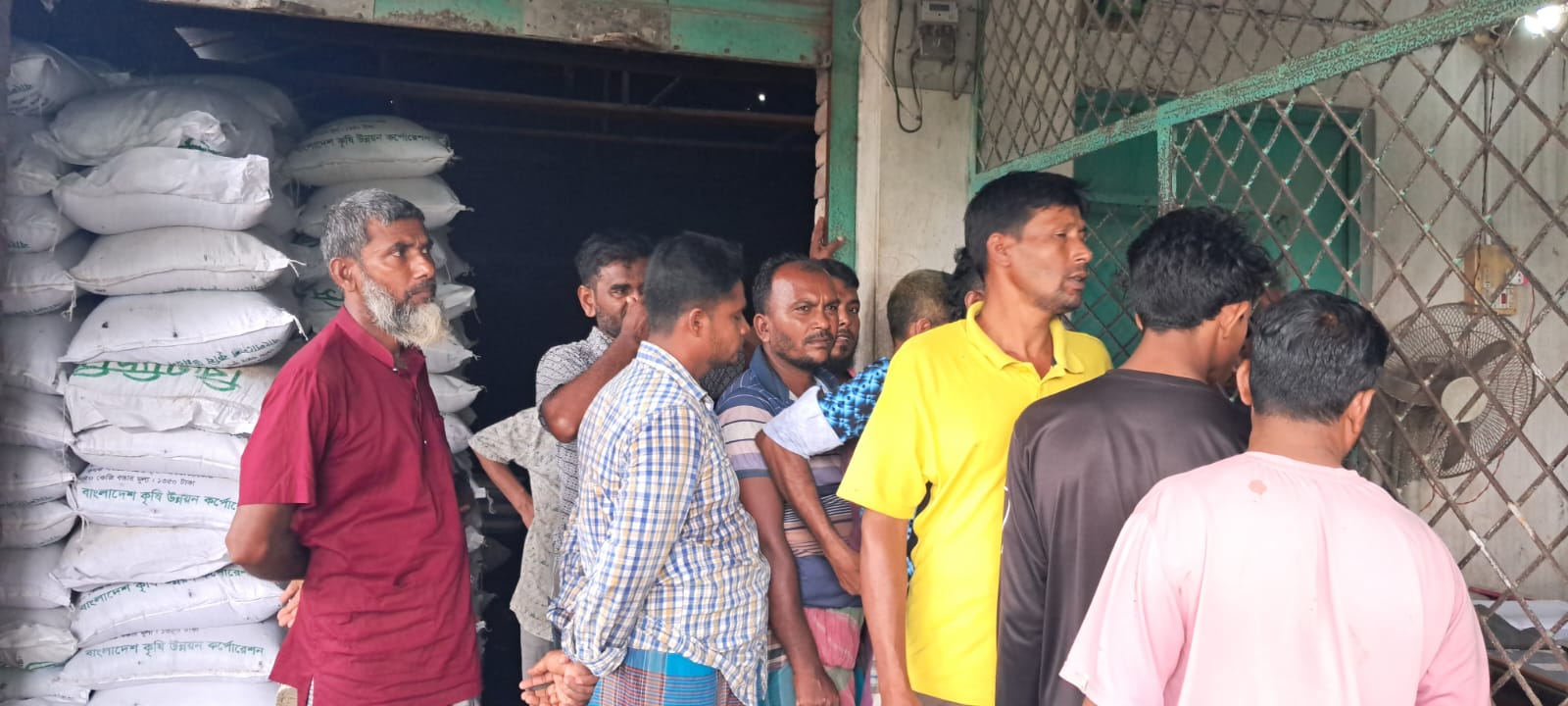 মাগুরা সদরের মঘি বাজারে বিসিআইসি ডিলার নিমাই পালের দোকানে সারের জন্য কৃষকের ভিড়। স্ট্রিম ছবি