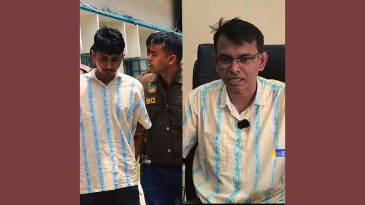 রংপুরে অবসরপ্রাপ্ত শিক্ষক ও তাঁর পরিবারের চার সদস্য হত্যার ঘটনায় গ্রেপ্তার সিদ্ধার্থ ও গোয়েন্দা পুলিশের উপ-পুলিশ কমিশনার সনাতন চক্রবর্তী। সংগৃহীত ছবি